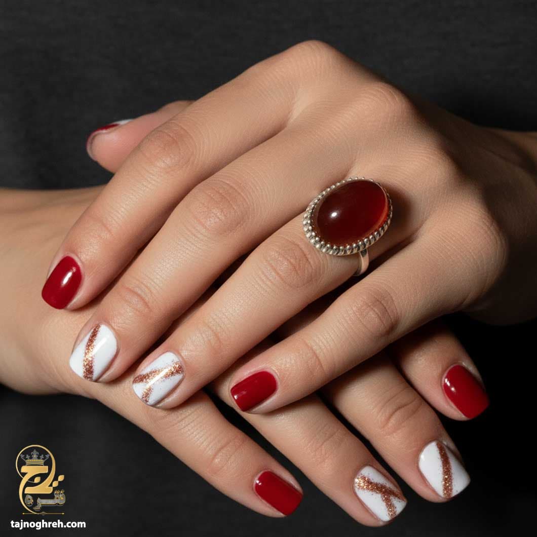 انگشتر نقره عقیق سرخ زنانه مدل RSW F44 — تصویر ۳