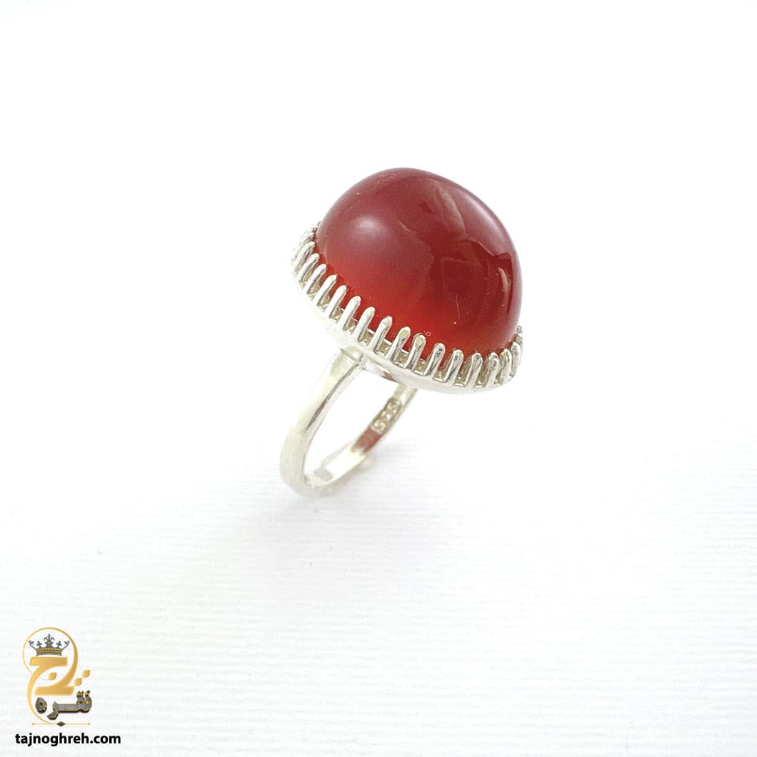 انگشتر نقره عقیق سرخ زنانه مدل RSW F44