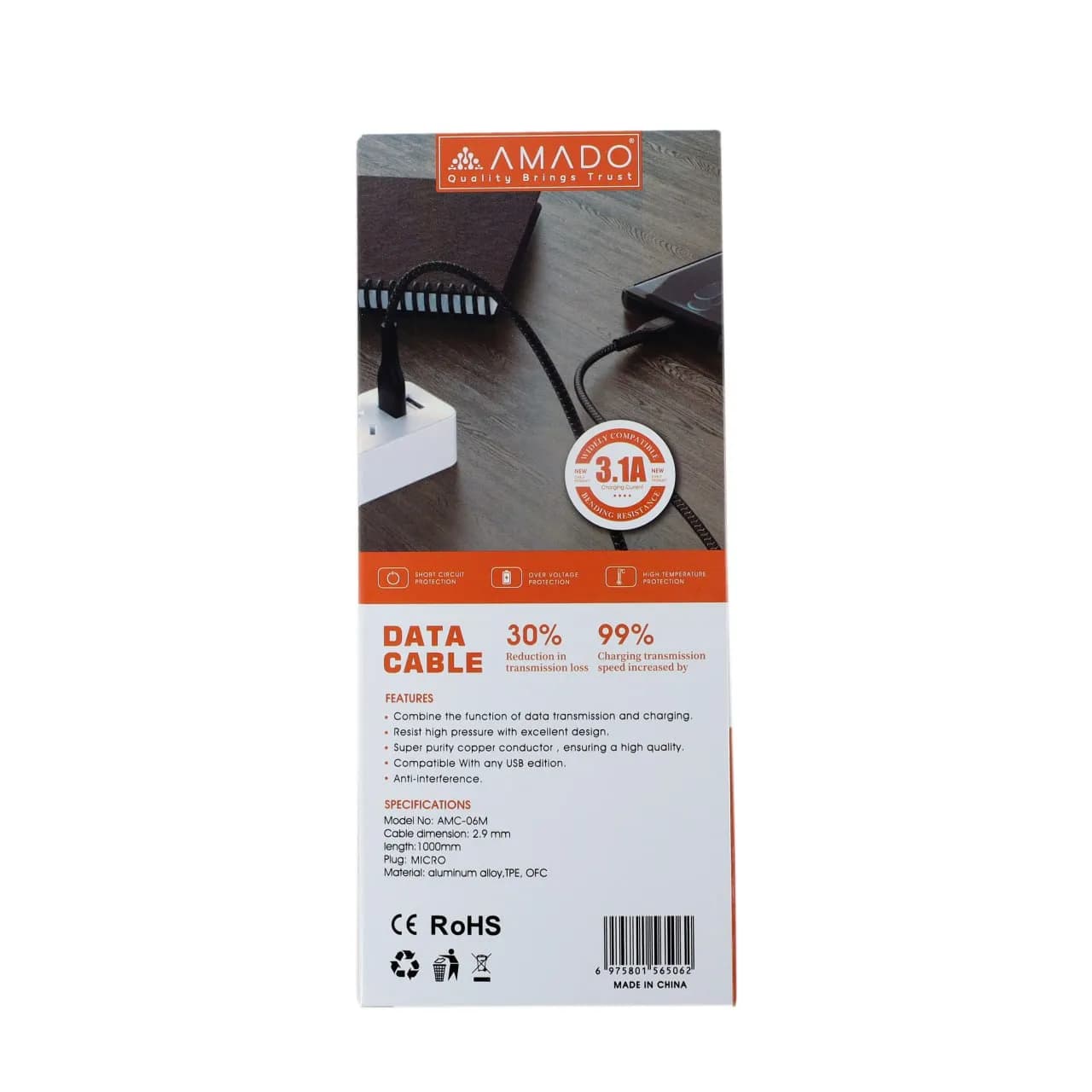 کابل USB به MICRO آمادو مدل AMADO AMC-06M — تصویر ۴