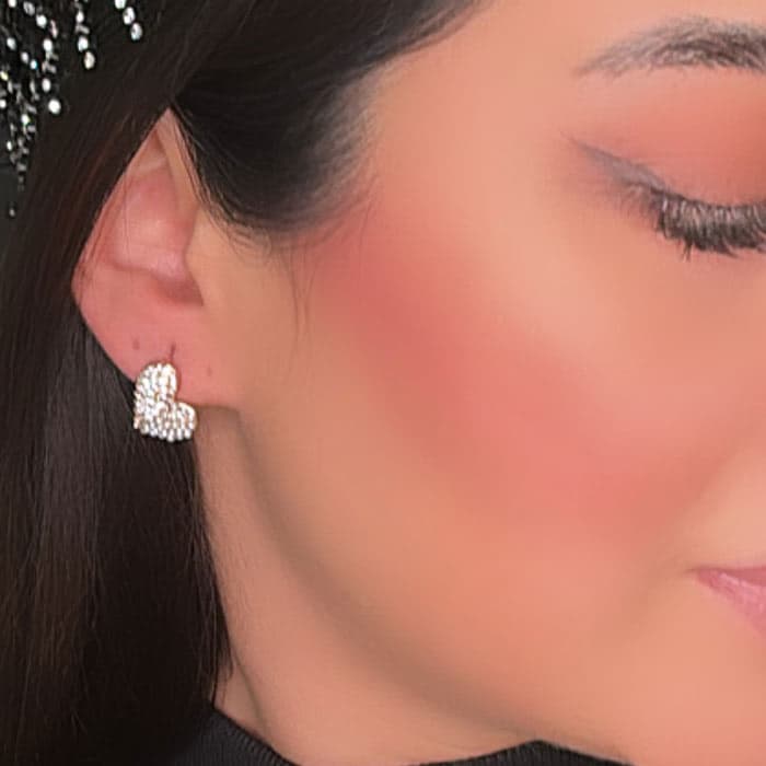 گوشواره حلقه ای فول نگین طرح قلب ژوپینگ