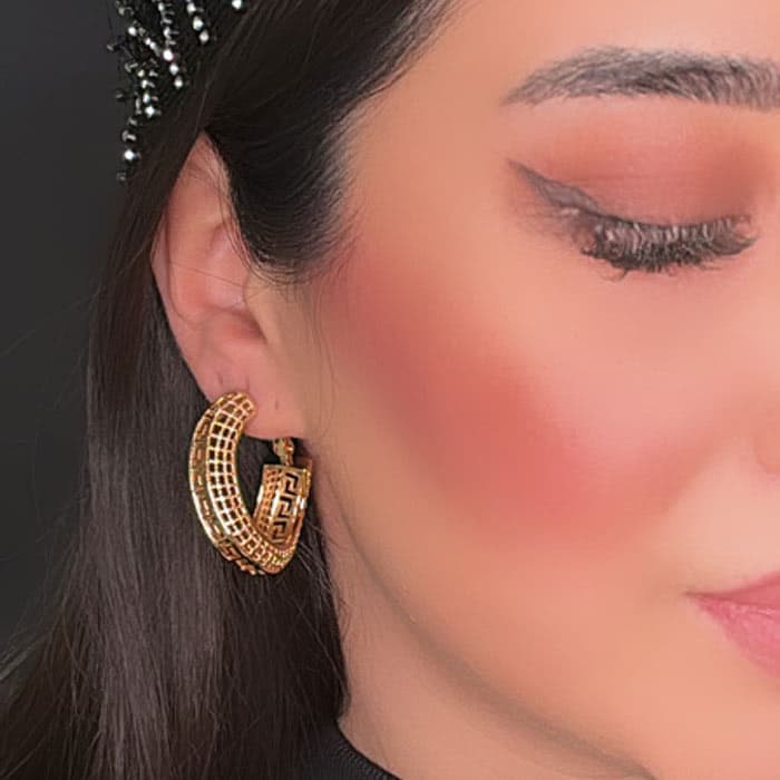 گوشواره حلقه ای ژوپینگ طرح ورساچ طلایی