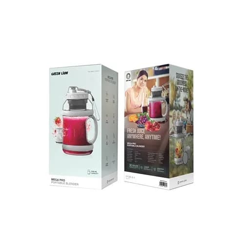 مخلوط کن قابل حمل گرین لاین Green Lion Mega Pro Portable Blender GNMGAPPBLDWH ظرفیت 2000 میلی لیتر — تصویر ۳