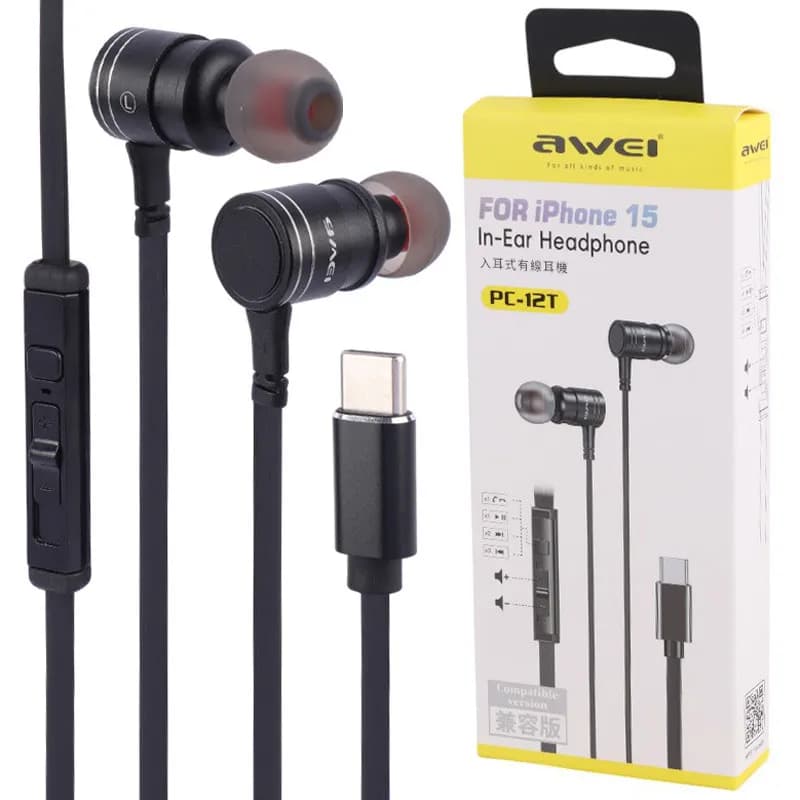 هندزفری سیمی Type C اوی Awei PC-12T مخصوص آیفون سری 15 و 16