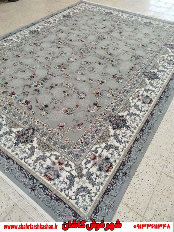 فرش طوسی رنگ 1000 شانه طرح انار