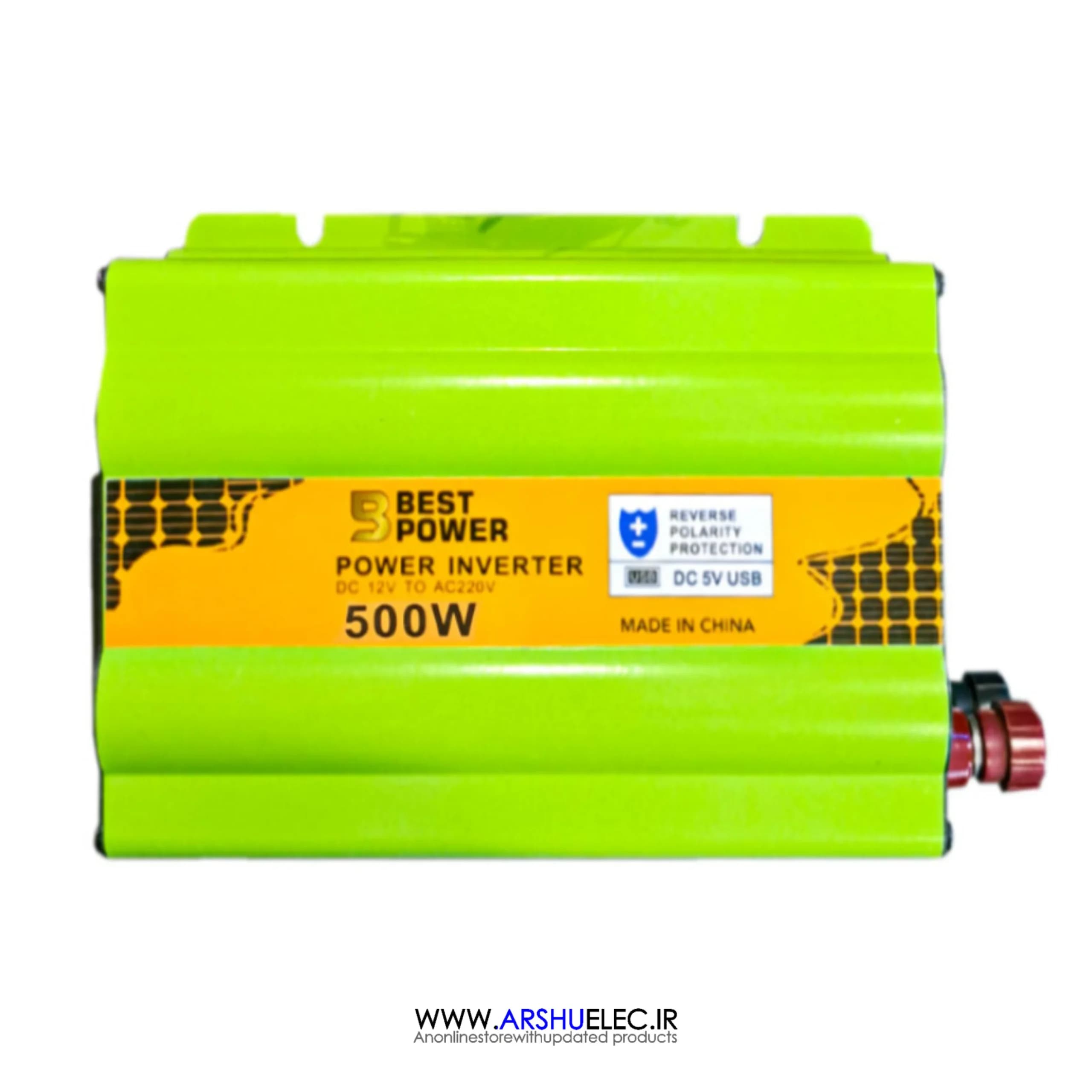 اینورتر خودرو ۵۰۰ وات مبدل 12VDC به 220VAC سوئیچینگ 12V 500W برند BEST POWER
