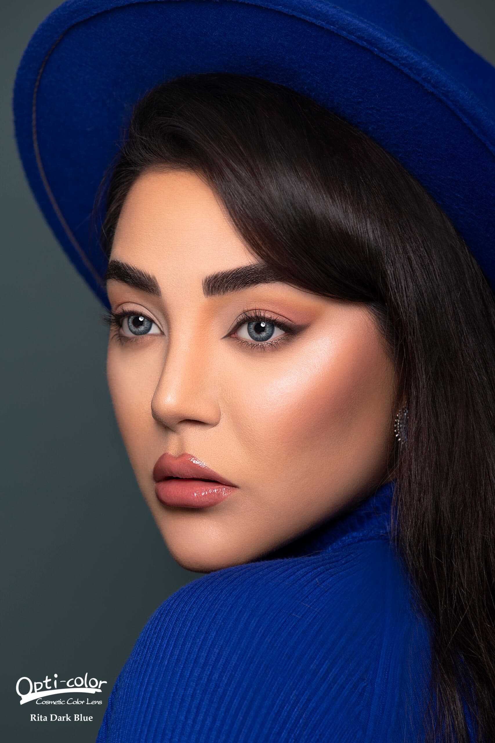 لنز طبی رنگی آبی تیره اپتی کالر مدل Rita Dark Blue