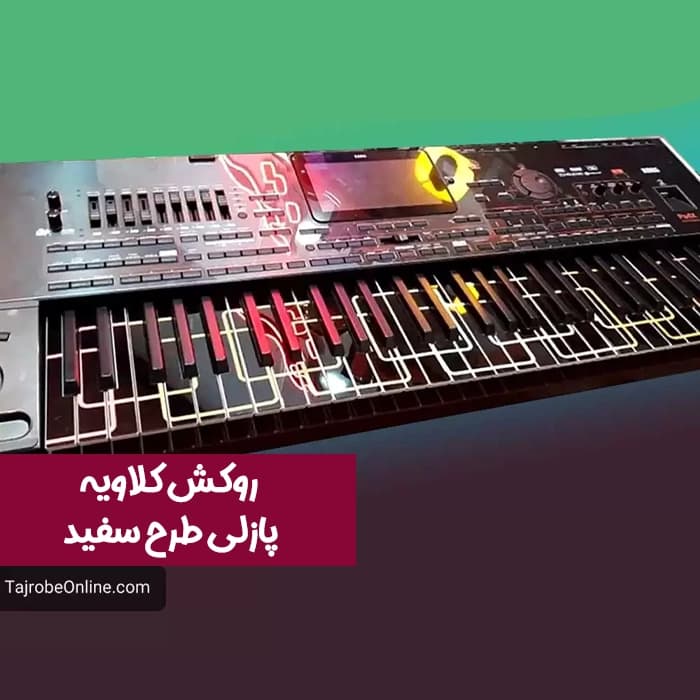 روکش ضد خش کلاویه طرح پازلی ( خطوط سفید )