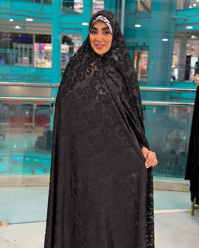 چادر دوخت سنتی ایرانی مخمل گیپور گل برجسته 15