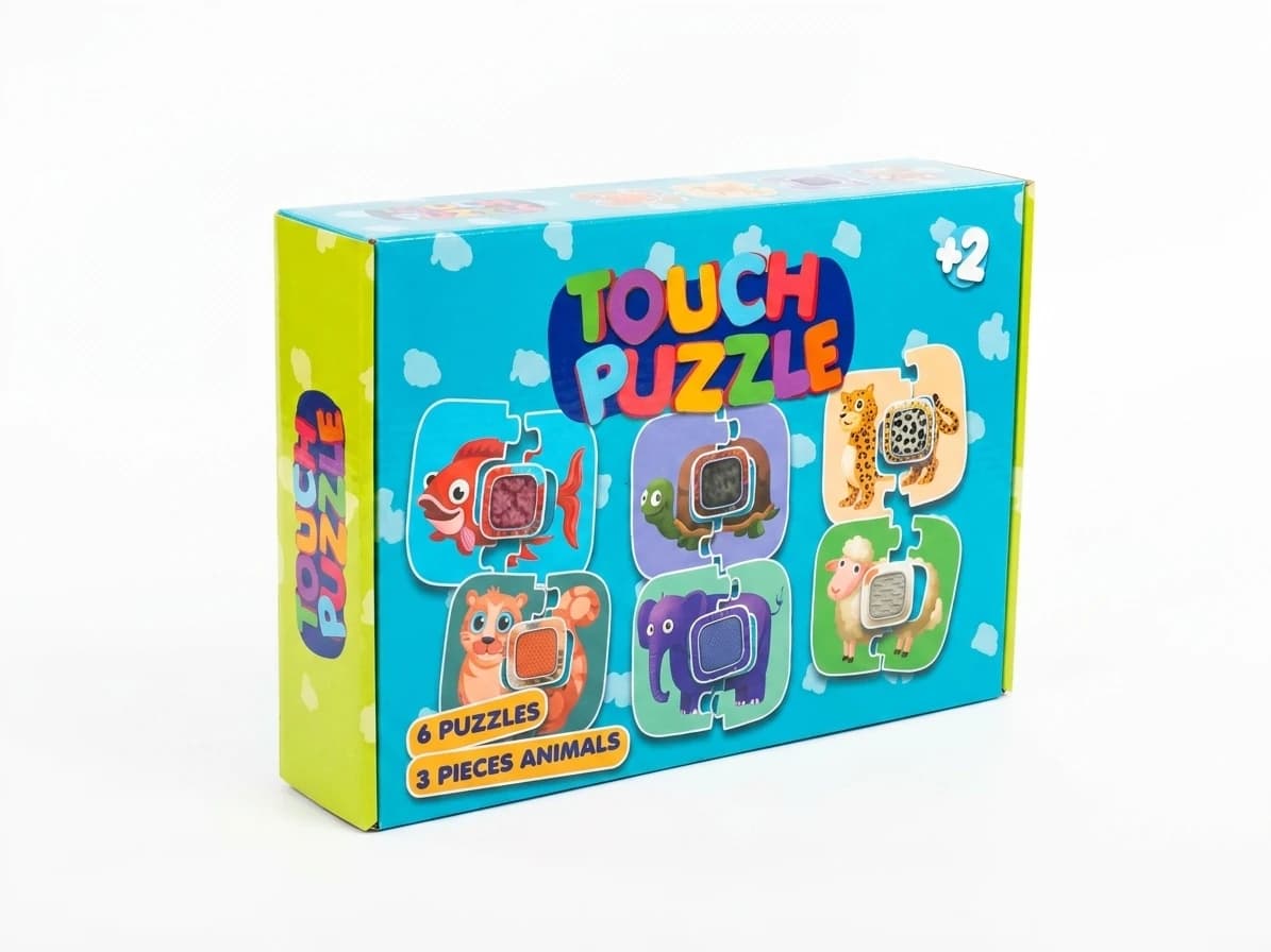 تاچ پازل (Touch Puzzle) حیوانات | ۶ پازل ۳ تکه | آموزش حسی و مهارت‌های حرکتی | مناسب کودکان ۲ سال به بالا