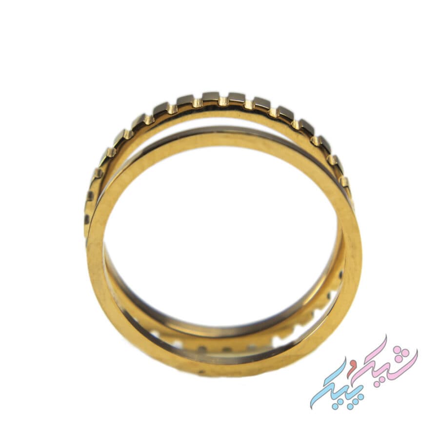 پک دوتایی انگشتر استیل طلایی I Am ساده و چرخدندهای سایز L | روکش طلا – GOLD PLATED — تصویر ۵