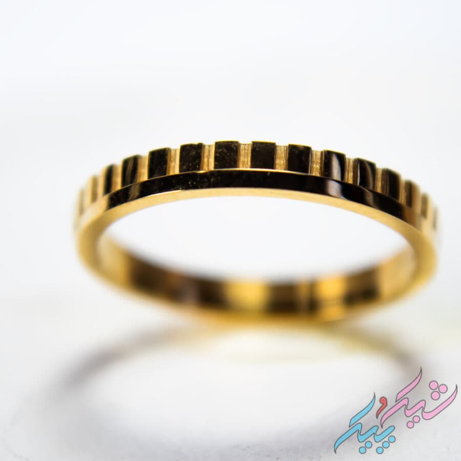 پک دوتایی انگشتر استیل طلایی I Am ساده و چرخدندهای سایز L | روکش طلا – GOLD PLATED — تصویر ۲