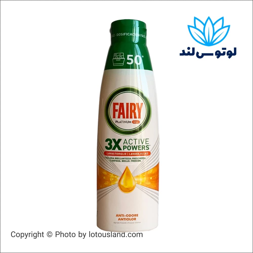 ژل ماشین ظرفشویی فیری پلاتینیوم با رایحه پرتقال حجم 1000 میل