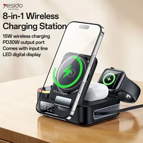 هولدر و شارژر وایرلس 30 وات رومیزی یسیدو YESIDO DS38 — تصویر ۳