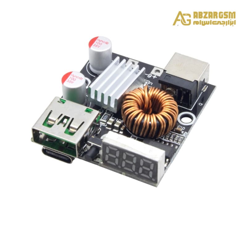 ماژول فست شارژ 65 وات فول پروتکل PD / QC / SCP دارای نمایشگر با ورودی 6 تا 35 ولت و خروجی Type-C/USB مدل LX-FC528