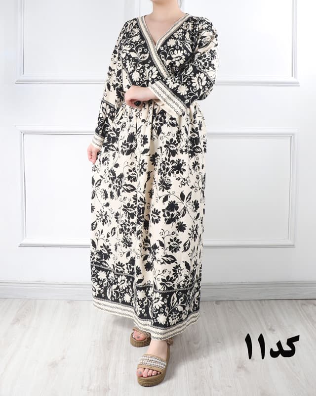 پیراهن نخی چپ و راستی حاشیه دار(حراج یک هفته ای) 6928 — تصویر ۱۲