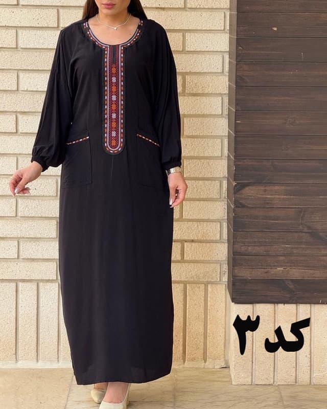 پیراهن کفتان یقه سنتی ململ 6174 — تصویر ۳