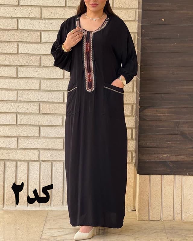 پیراهن کفتان یقه سنتی ململ 6174 — تصویر ۶
