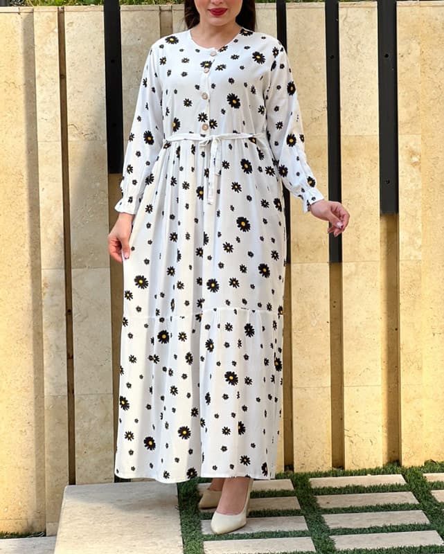 پیراهن نخ بابونه سه طبقه(حراجی) 6098