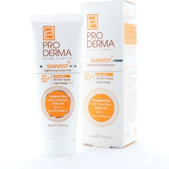ضدآفتاب رنگی و روشن کننده لک های پوست پرودرما spf50 حجم 40گرم