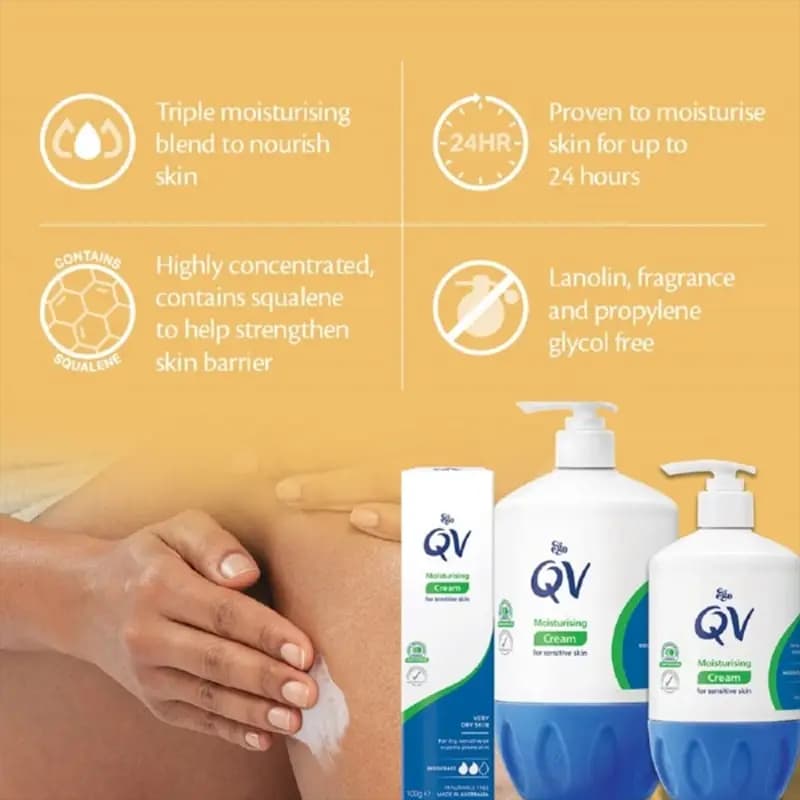کرم مرطوب کننده صورت و بدن کیووی QV مدل پمپی حجم 500 میل (اصل – استرالیا) — تصویر ۴
