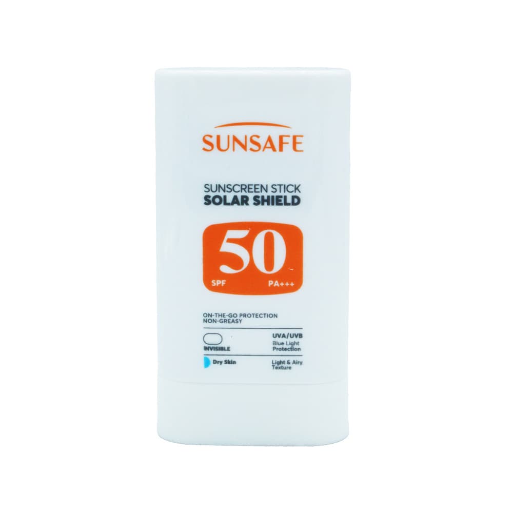 سان سیف ضد آفتاب استیک مناسب پوست های خشک SPF 50 بدون رنگ SOLAR SHIELD SUNSAFE