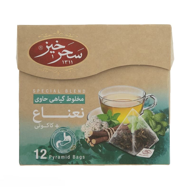 دمنوش مخلوط گیاهی نعناع و کاکوتی سحر خیز – بسته 12 عددی