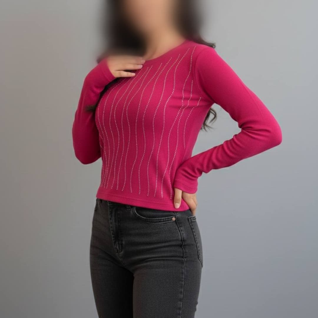 ️نیمتنه نگینی استین فینگری عمده (پک 5 عددی)️