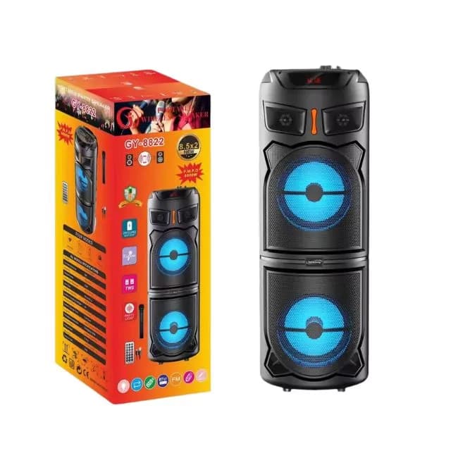 اسپیکر GY-8822 | اسپیکر بلوتوثی قابل حمل با میکروفون بی‌سیم و نور رقصان — تصویر ۳