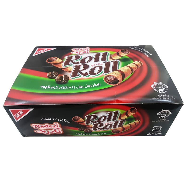 ویفر رول با طعم قهوه نادری – 45 گرم بسته 12 عددی