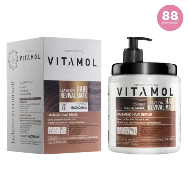 ماسک مو بدون آبکشی ویتامول حاوی عصاره ماکادمیا مناسب موی آسیب دیده حجم 1000ml