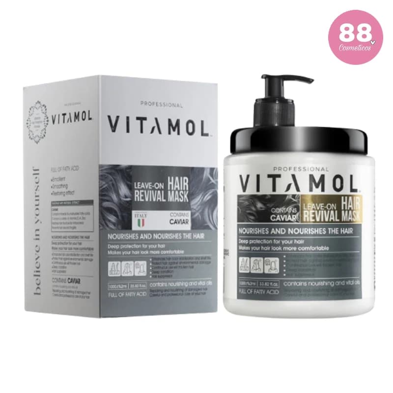ماسک مو بدون آبکشی ویتامول حاوی عصاره خاویار مناسب موی خشک و آسیب دیده حجم 1000ml