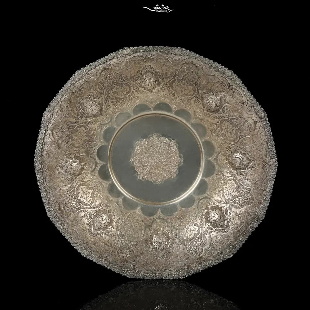 شیرینی خوری نقره گرد قلم ترنج