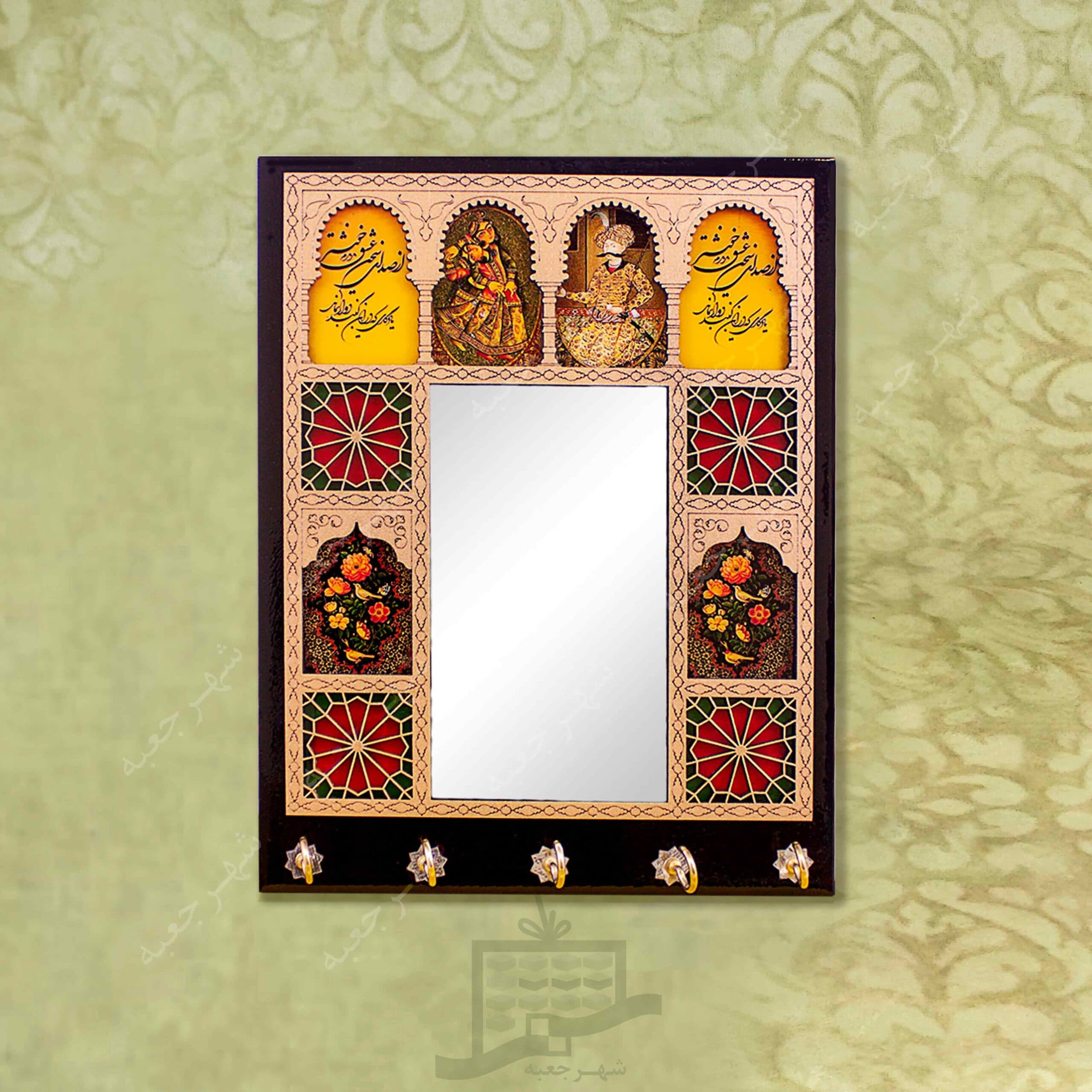 جاکلیدی چوبی (طرح B2)-دیواری،سنتی،لوکس،فانتزی،آینه