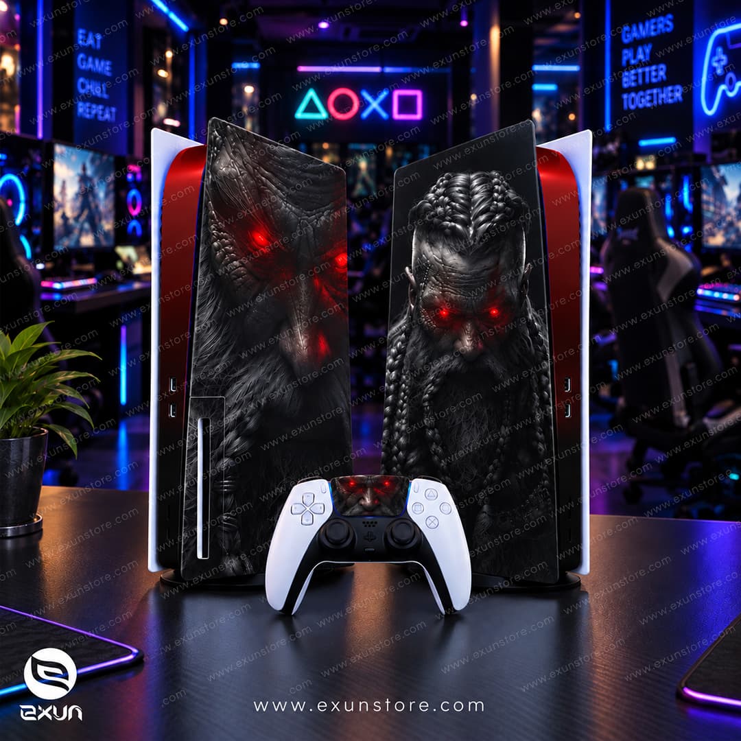 برچسب کنسول بازی پلی استیشن 5 FAT DISC مدل DARK VIKING — تصویر ۳