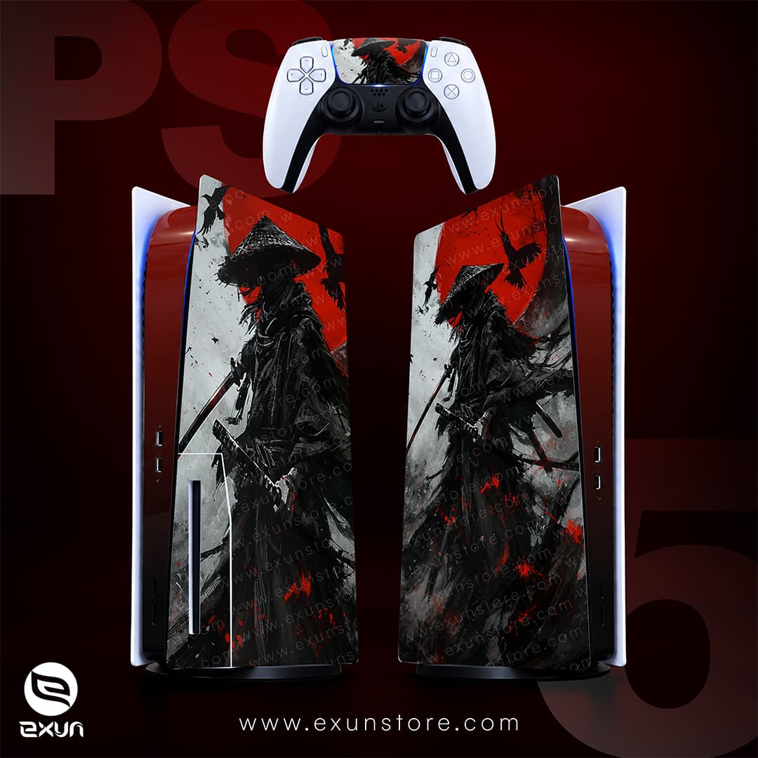 برچسب کنسول بازی پلی استیشن 5 FAT DISC مدل samurai