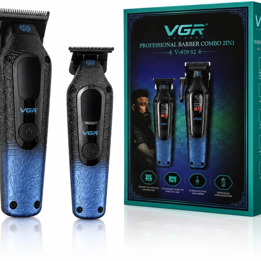ست 2عددی ماشین اصلاح و خط زن وی جی آر مدل V-879 S2 — تصویر ۴
