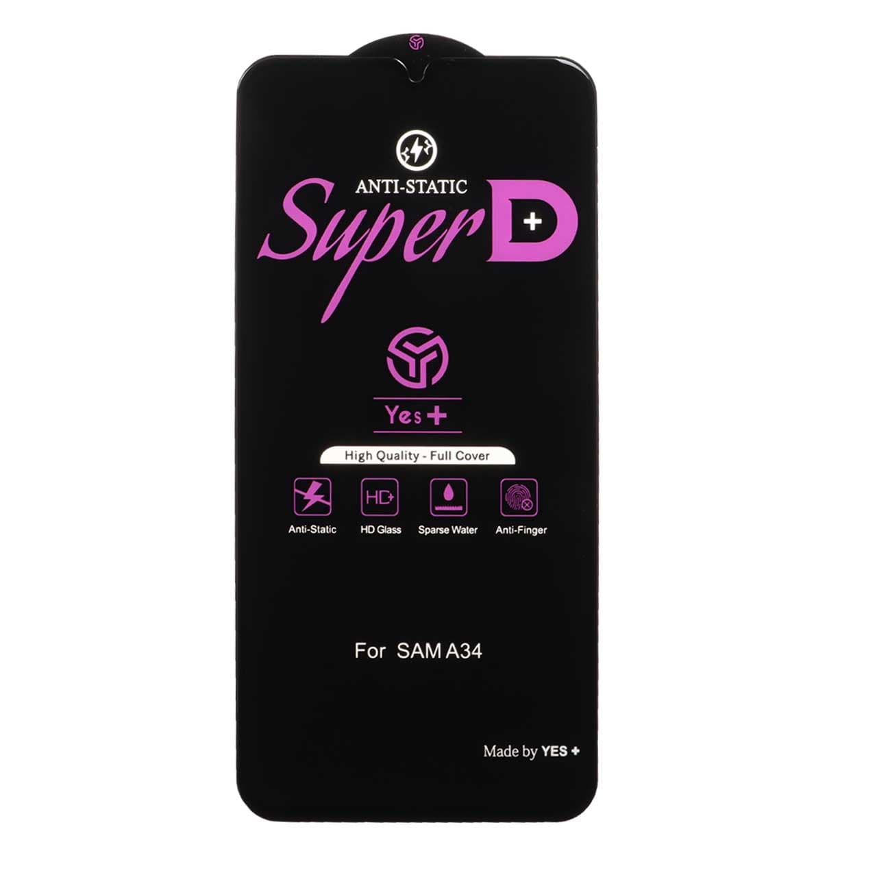 گلس و محافظ صفحه نمایش شیشه ای Super D Anti Static Yes Plus مدل Samsung Galaxy A34