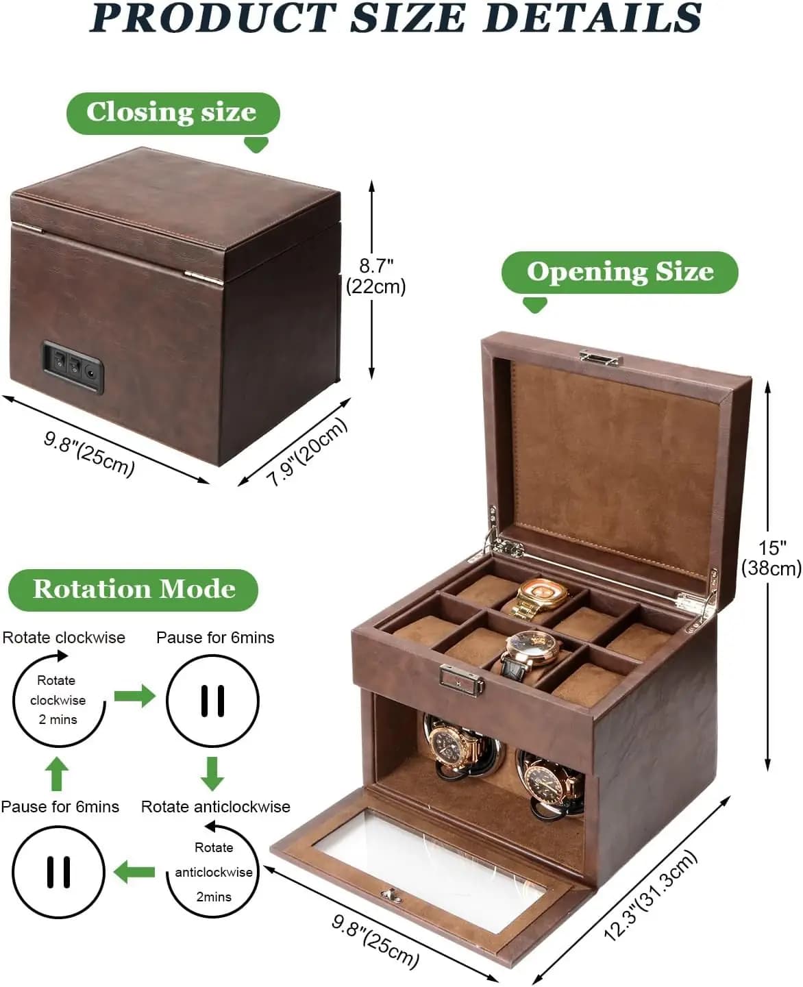 دستگاه ویندر ساعت دوتایی Homarket | Homarket Automatic Double Watch Winder — تصویر ۳