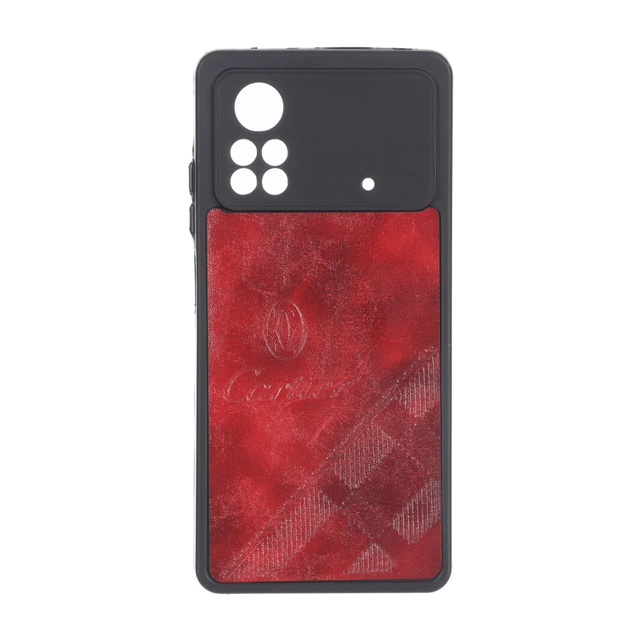 قاب طرح چرم Cartier محافظ لنزدار Xiaomi Poco X4 Pro – قرمز