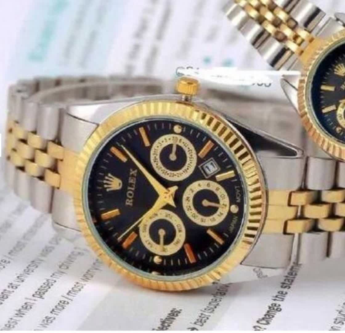 ساعت مچی ست زنانه مردانه رولکس Rolex صفحه مشکی — تصویر ۶