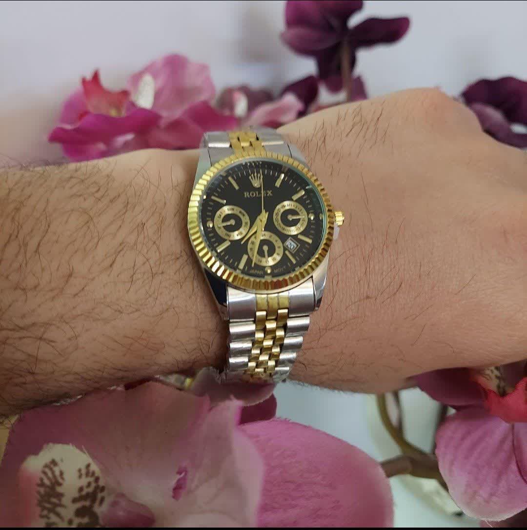 ساعت مچی ست زنانه مردانه رولکس Rolex صفحه مشکی — تصویر ۲