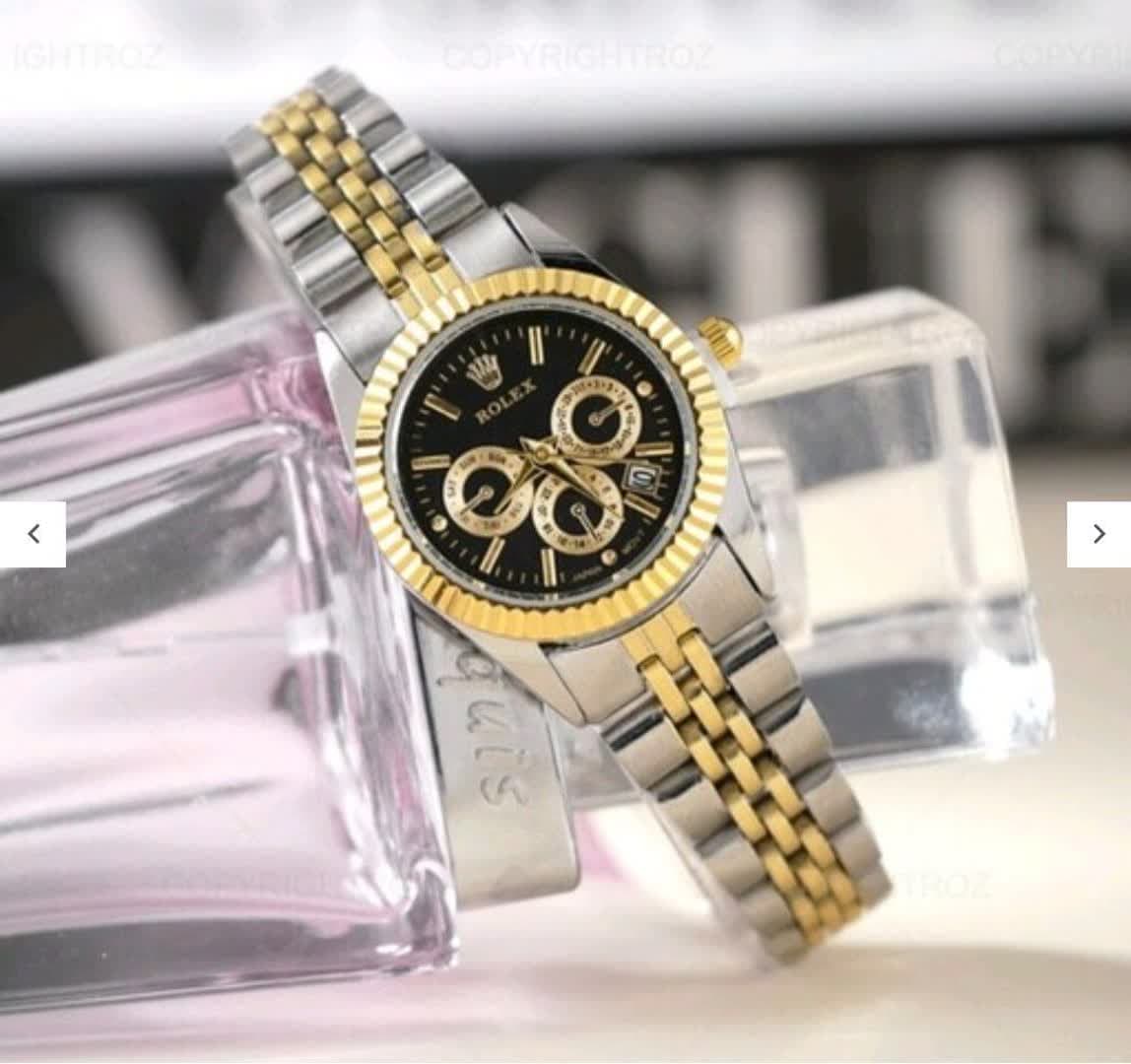 ساعت مچی ست زنانه مردانه رولکس Rolex صفحه مشکی — تصویر ۵