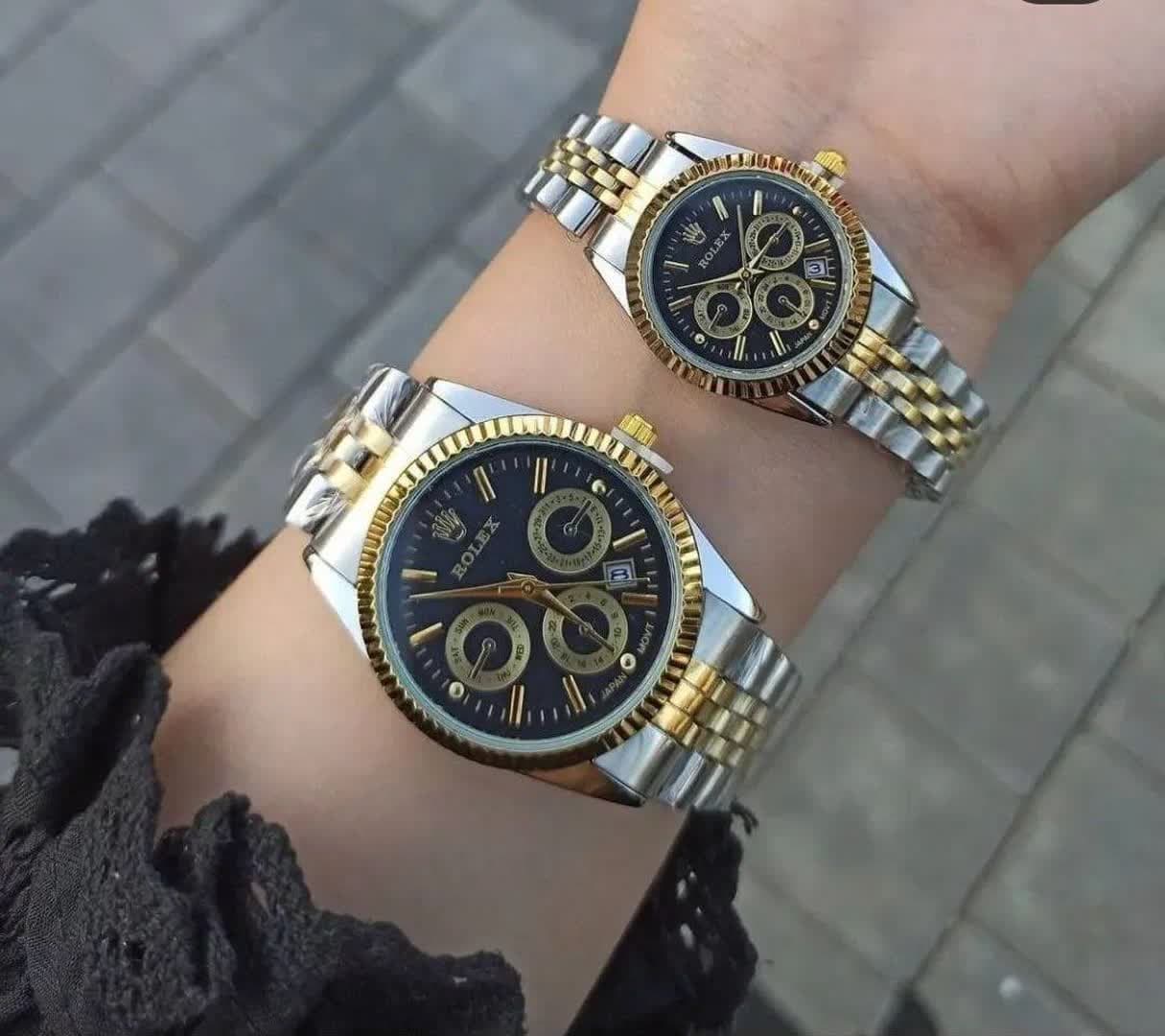 ساعت مچی ست زنانه مردانه رولکس Rolex صفحه مشکی