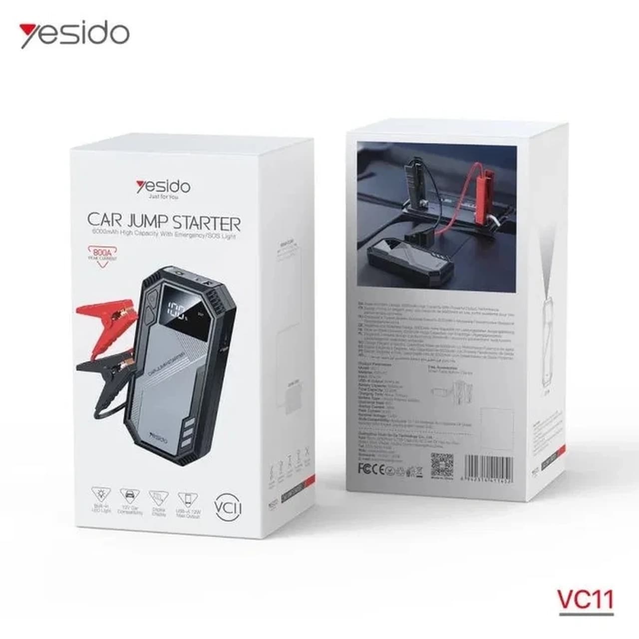جامپ استارتر خودرو و پاوربانک Yesido 6000mAh مدل VC11 — تصویر ۳