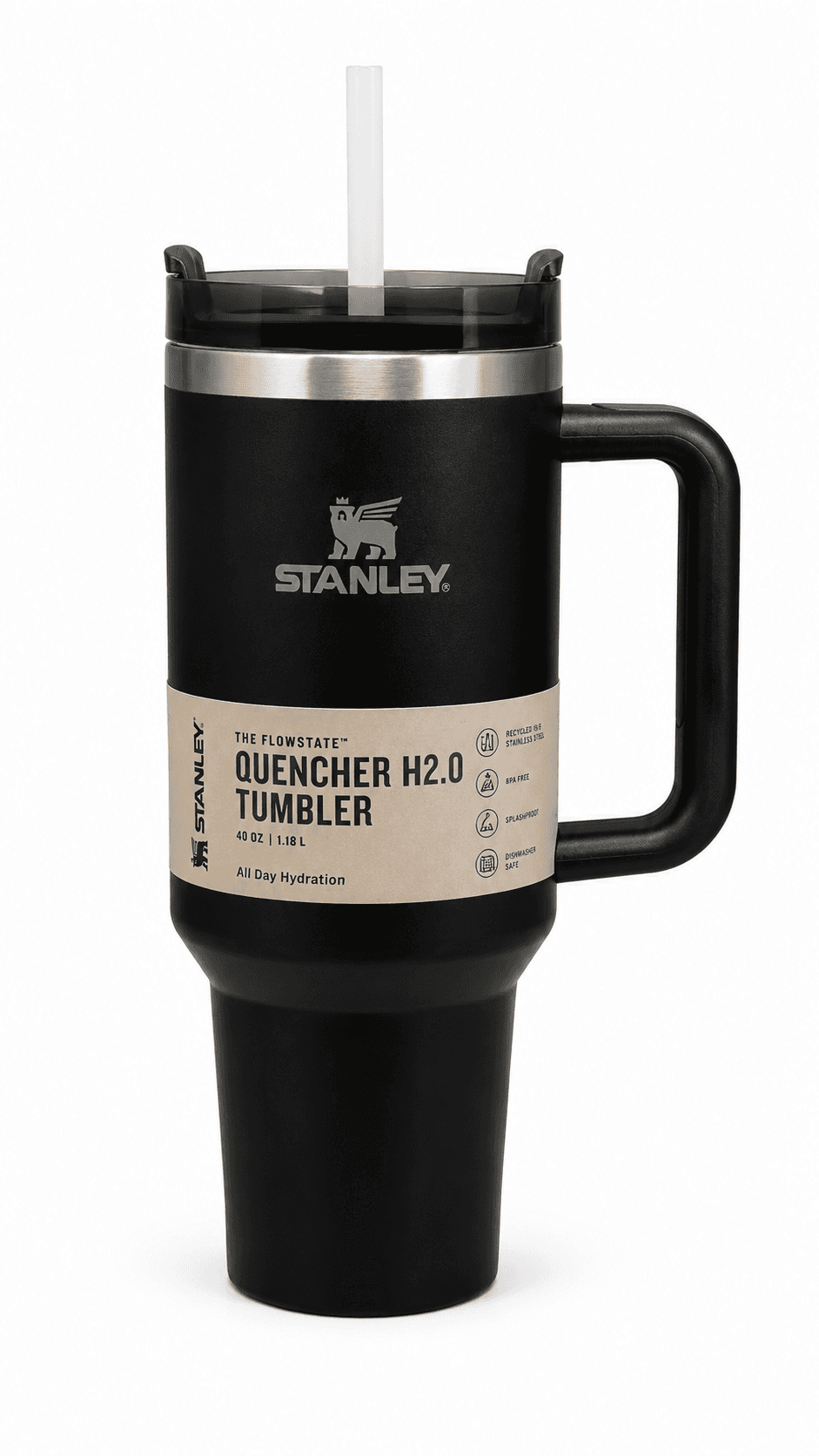ماگ استیل ۳۰۴ دسته دار به همراه نی حجم ۱ لیتر برند STANLEY