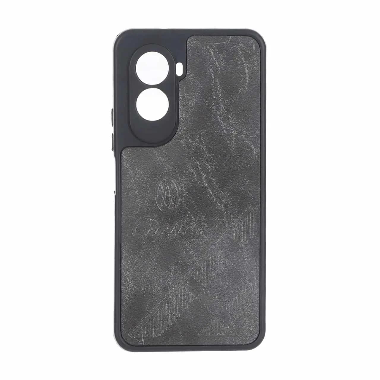 قاب طرح چرم Cartier محافظ لنزدار Xiaomi Poco M7 4G – خاکستری