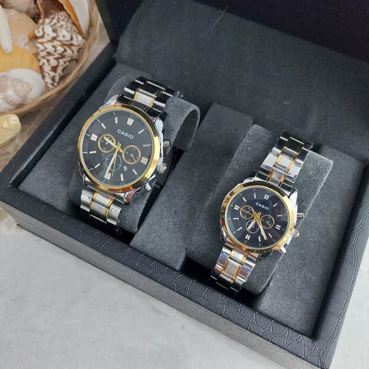 ساعت مچی ست مردانه زنانه کاسیو Casio نقره ای طلایی