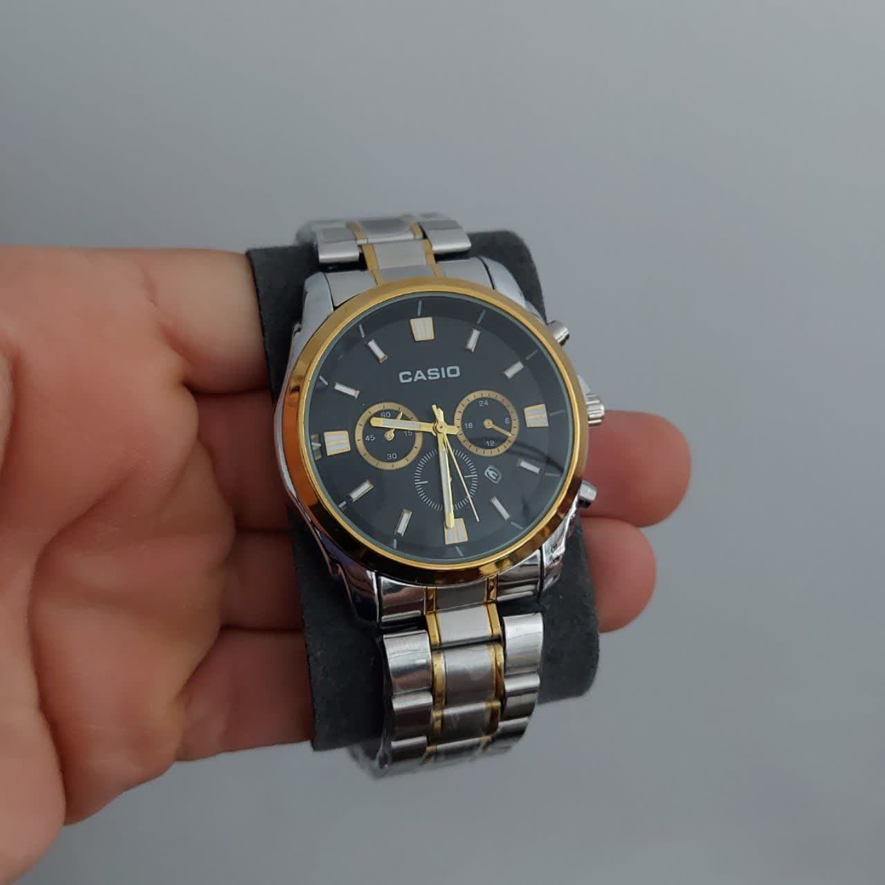 ساعت مچی ست مردانه زنانه کاسیو Casio نقره ای طلایی — تصویر ۳