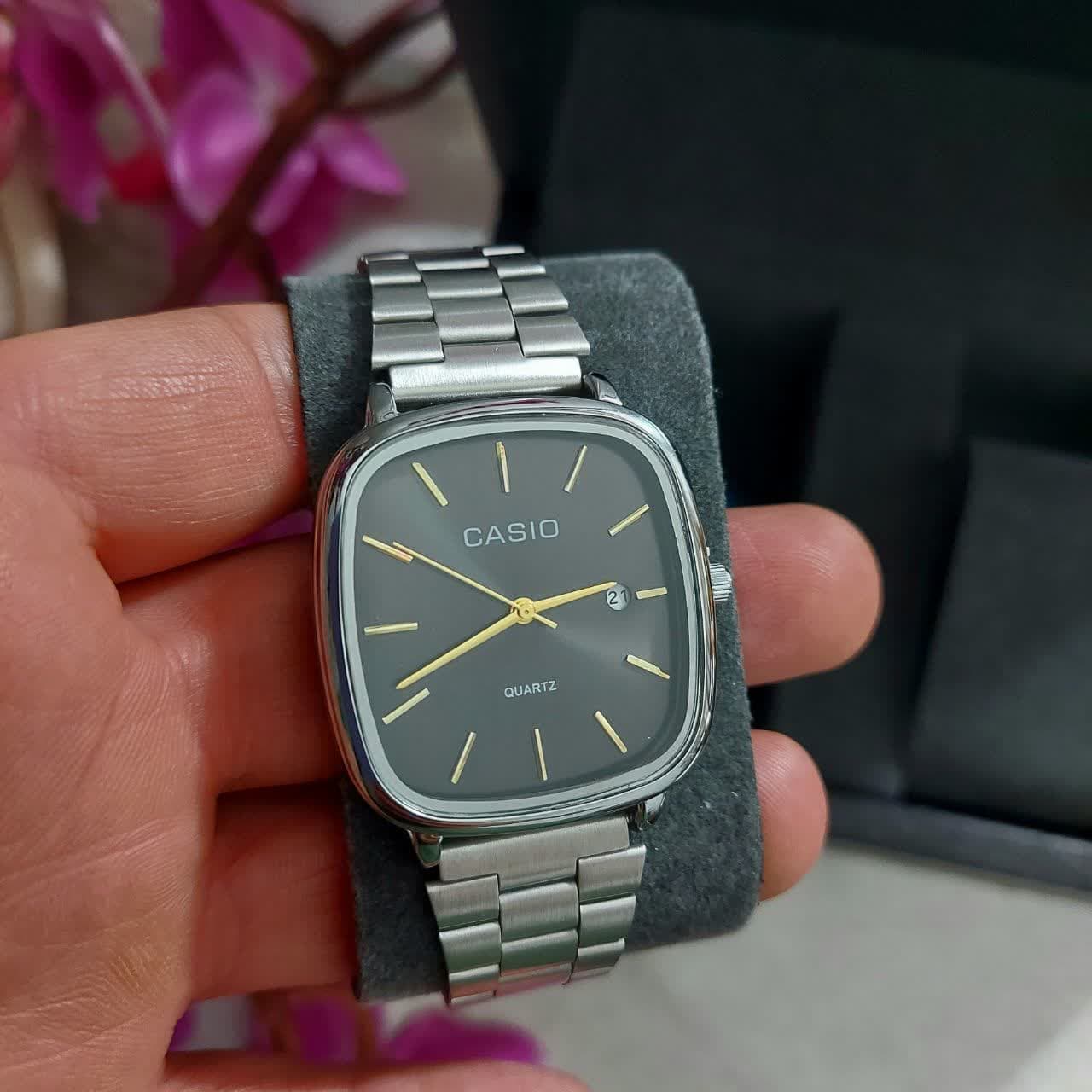 ساعت مردانه کاسیو Casio نقره ای همراه دستبند و حلقه انگشتر — تصویر ۲