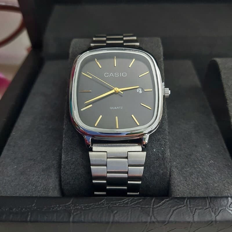 ساعت مردانه کاسیو Casio نقره ای همراه دستبند و حلقه انگشتر — تصویر ۸